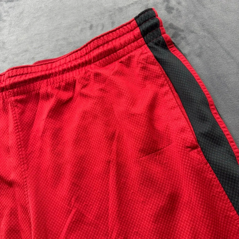 Jordan Mens Dri-FIT Basketball Shorts Red Black Colorblock Jumpman XXL